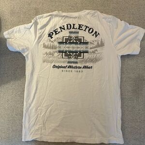 Pendleton White Short-Sleeve Tee with Gray & Teal Western Graphic